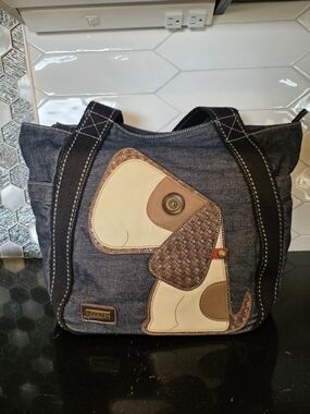 Chala Toffy Dog Denim Tote, Handbag